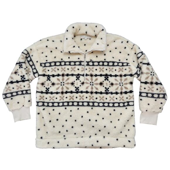 LOFT Sweaters - Loft Fair Isle Sherpa Zip Sweater Size Large